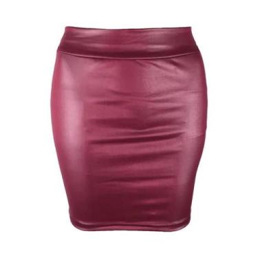 Imagem de Saia Mini De material sintético Fosco De Cintura Alta Para Mulheres, A