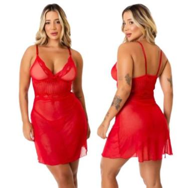 Imagem de Camisola Feminina Tule Lingerie Transparente Íntimo Sexy Sensual Confo