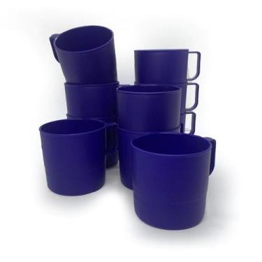 Imagem de Kit Caneca Infantil Escolar 350ml Plástico Merenda Azul Escuro -Plasno