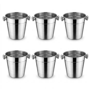 Imagem de Balde Inox Para Gelo Kit 2 4 8 Unidades Para Bebidas Drinks Adegas Fes