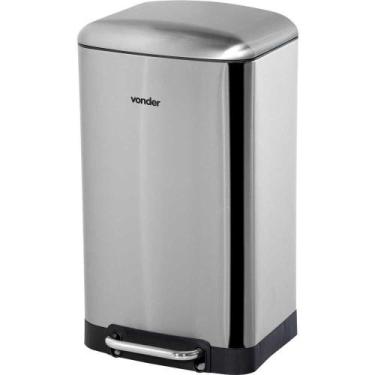 Imagem de Lixeira Retangular 30 Litros Inox Cinza Vonder, Inox