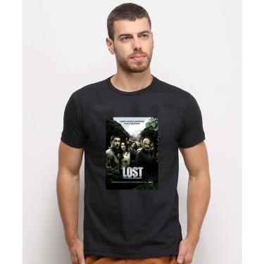 Imagem de Camiseta masculina Preta algodao Serie Famosa Lost Capa Arte Nova