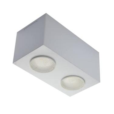Imagem de Plafon de Sobrepor Retangular Granada com Difusor Branco para 02 Lâmpadas Par 20 ou Bulbo Led E-27-21X11 cm