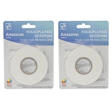 Imagem de Kit Fita Dupla Face De Espuma 1,8 cm x 3 Metros Com 2 Rolos