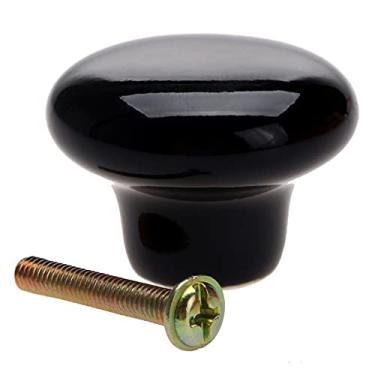 Imagem de 5 pcs Cozinha Mobiliário Único Hole Punho Knobs Knobs Gaveta Cerâmica Armário Armário Puxadores Lidar Móveis Acessórios YYDFPIIA (Color : Black)