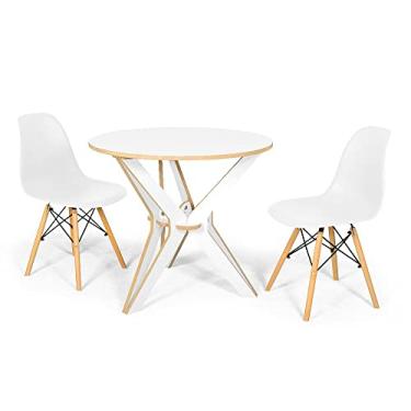 Imagem de Conjunto Mesa de Jantar Encaixe Itália 100cm com 2 Cadeiras Eames Eiffel - Branco
