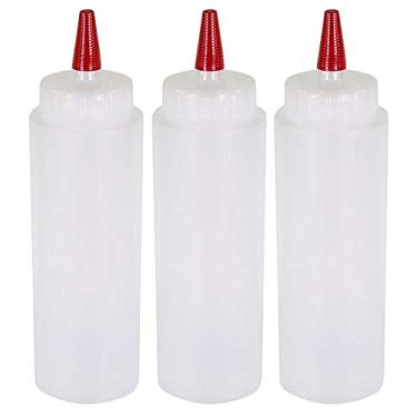 Imagem de Pacote com 3 frascos de apertar para condicionamento Pinnacle Mercantile 227 g Red Cap Soft Squeeze para gelo, Ketchup, Frosting, Decoração de biscoitos, Molhos