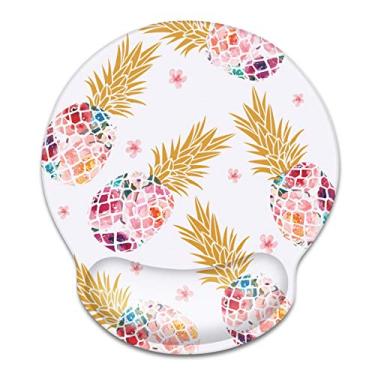 Imagem de Mouse pad ergonômico com suporte de pulso, mouse pad WAVEYU com design bonito para mulheres, base de borracha antiderrapante, mouse pad para mesa, laptop, jogos, computadores, laptop, fácil digitação e alívio da dor, rosa abacaxi