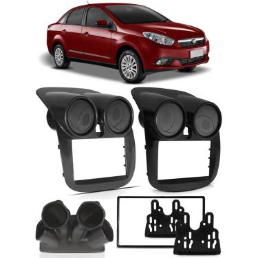 Imagem de Moldura De Painel 2 Din Fiat Grand Siena 2013 2014 2015 2016 2017 2018 - Para Cd Dvd 2...