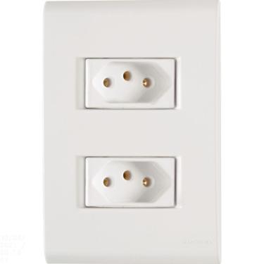 Imagem de Conjunto 4x2 com 2 Tomadas 2P+T Tramontina 10 A 250 V Liz Branco Tramontina