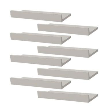 Imagem de Kit 8 Prateleiras Porta Quadros 50 x 15cm Branca Suporte Invisível