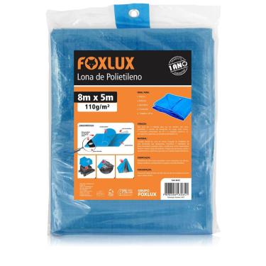 Imagem de Lona Carreteiro Azul 8x5m 150 micras 110g/m2 com Ilhoses Metálicos - Foxlux, Tamanho: 8x5