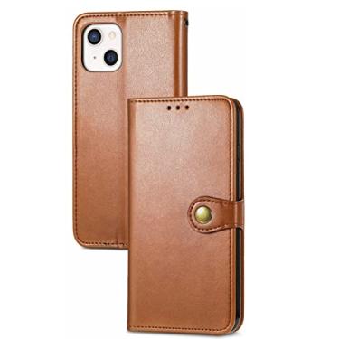 Imagem de GSYH Capa carteira para iPhone 13 Mini/13/13 Pro/13 Pro Max, Capa flip protetora magnética de couro PU com compartimentos para cartão Kickstand proteção de câmera TPU à prova de choque, marrom, 13pro 15,1 cm