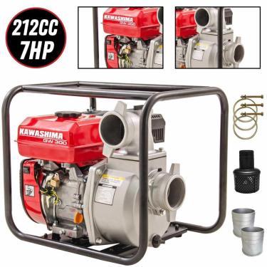 Imagem de Motobomba Autoescorvante GW300 Kawashima À Gasolina 4 Tempos 212cc 7HP 26MCA 60000L/H Com Sucção de 3 Polegadas Para Água Limpa