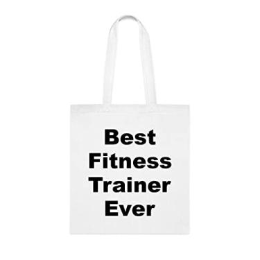 Imagem de Bolsa tote para treinador de fitness, a melhor bolsa para treinador de fitness, presente para treinador de fitness, bolsa de ombro para treinador de fitness, bolsas reutilizáveis, ideia de de Natal, Branco