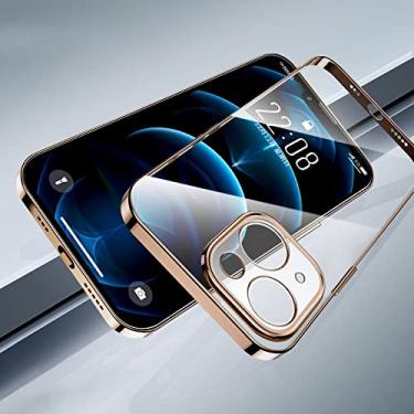 Imagem de Capa de telefone TPU transparente de chapeamento original para iphone 13 12 11 pro max mini xs xr x 8 7 plus se2 capa fina macia, ouro, para iphone 13