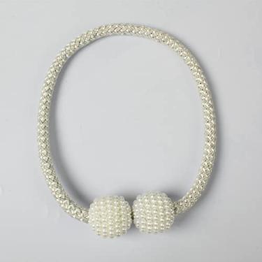 Imagem de Cortina suspensa com fivela de cortina magnética de 1 peça com fivela de bola acessórios para cortina de decoração para casa, branca