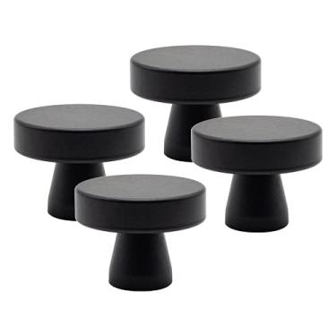 Imagem de 4 Unidades Puxador Colonial Furo Único Botão P/Porta Armário 34mm (preto fosco)