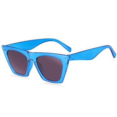 Imagem de Óculos de sol quadrado feminino olho de gato preto designer óculos de sol feminino motorista de viagem gradiente moda óculos de sol, azul duplo cinza, outros