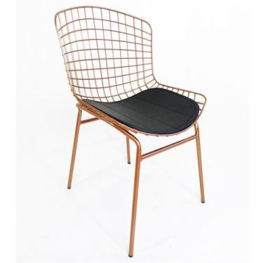 Imagem de Cadeira Para Cozinha Bertoia Cobre Assento Preto Tubular - Poltronas D