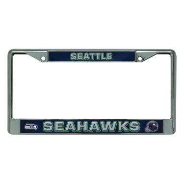 Imagem de Moldura para placa de licença cromada padrão NFL Seattle Seahawks