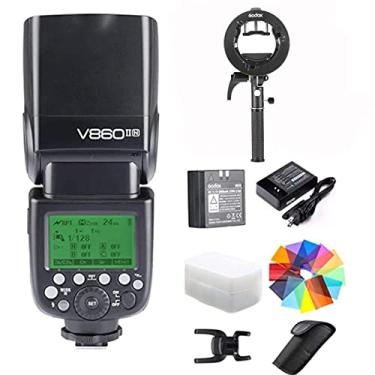 Imagem de GODOX V860II-N Kit I-TTL GN60 com suporte de suporte Godox S2 2.4G HSS 1/8000s Li-ion Battery Câmera Flash Speedlite Light para D800 D700 D7100 D5200 D300 D300S etc & Difusor (V860II-N)