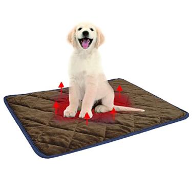 Imagem de Animais de estimação cama de gato auto aquecimento almofada para animais de estimação cobertor sem elétrico macio auto aquecimento almofada de cachorro tapete térmico aquecido para gatos internos ao ar livre lavável, marrom, 115x72cm