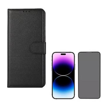 Imagem de Kit Capa Carteira Flip + Pelicula Privacidade Compatível iPhone 11 12 Pro 13 14 Pro Max (iPhone 14 Pro Max)