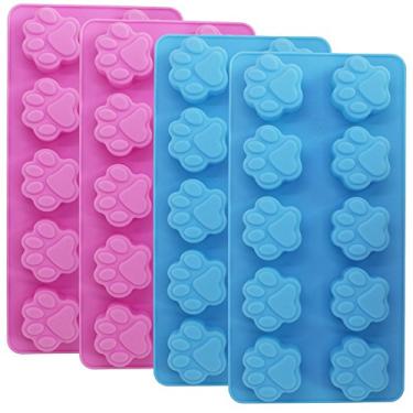 Imagem de Molde de impressão de pata de silicone de grau alimentício, conjunto DaKuan de 4 pacotes reutilizáveis para cães gatos pata animal gelo doces chocolate molde para assar, forno, freezer, lavável na máquina de lavar louças