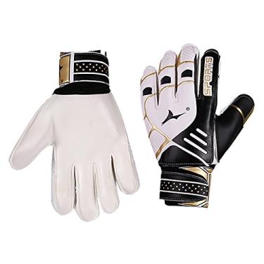 Imagem de Luvas de goleiro de futebol adulto futebol engrossado látex kit de treinamento de goleiro luva de proteção de dedo com palmas de aperto forte, preto, 6 (comprimento: 16 cm)