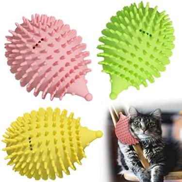 Imagem de Myweyde 4.5in Montagem de escova de Grooming de gato, Raspador facial de canto de gato, Raspador facial de canto de gato, Pente de massagem de canto de parede para gato e cão (3Pcs)