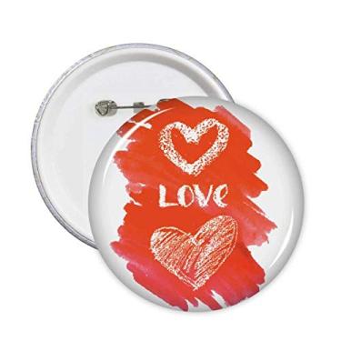 Imagem de Broche de escrita à mão com citação de coração vermelho Love You botão redondo decoração de roupas 5 peças
