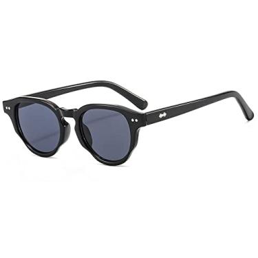 Imagem de óculos de sol redondo rebite feminino masculino tons preto retrô oculos de sol uv400,2,tamanho único