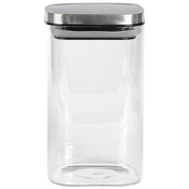 Imagem de Porta Mantimentos Quadrado Dynasty em Vidro Borossilicato com Tampa de Metal Prata – 1,1 L 