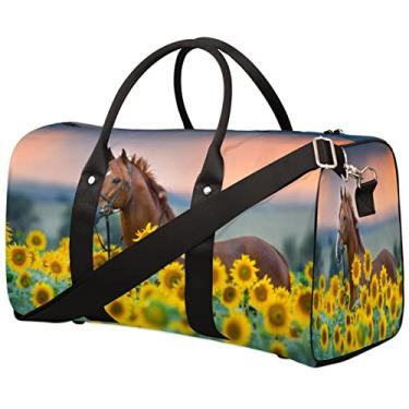 Imagem de Bolsa de ginástica à prova d'água dobrável bolsa de mão de fim de semana treinamento noturno bolsas esportivas para mulheres homens, A - cavalo