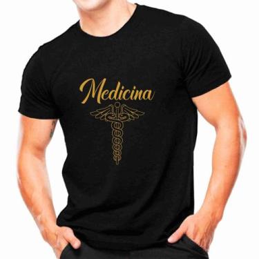 Imagem de Camiseta Preta Com Dourado Profissões - Medicina -Faculdade - Koupes