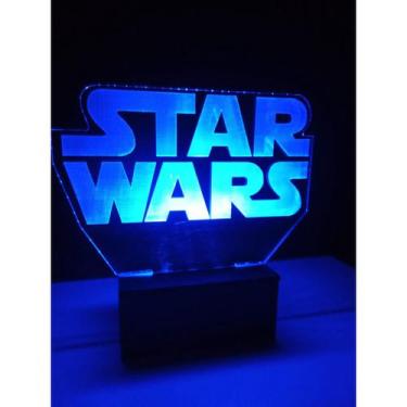 Imagem de Luminária Decorativa Abajur Led Star Wars Personalizada Nome - Woodbac