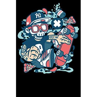 Imagem de Skater Skateboarding Notizbuch: DIN A5 Blanko 120 Seiten Skate Schädel Skelett Skaten Skateboard Sk8 Sport Ollie Cool Witzig Geschenkidee & ... Planer Tagebuch Notizheft Notizblock