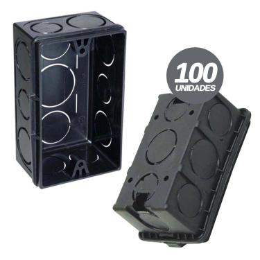Imagem de 100 Caixinhas Reforçadas de Luz para Tomada e Interruptor 4x2 Preta IV Plast