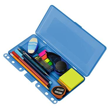 Imagem de Acrimet Estojo Universitário Teen Box para Fichário, Plástico com Furação Universal, Cor Azul Clear