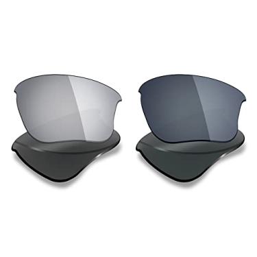 Imagem de 2 pares de lentes de reposição polarizadas da Mryok para óculos de sol Oakley Flak Jacket XLJ - Opções, Silver Titanium & Black IR, One Size