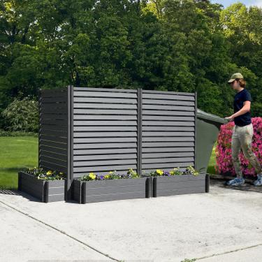 Imagem de Enclo Privacy Screens Enclo Hx Wx Carvão EC18023 1,52 m A x 1,13 m L x 0,40 m C Sedona WoodTek Tela de vinil com persianas independentes com caixa de plantador