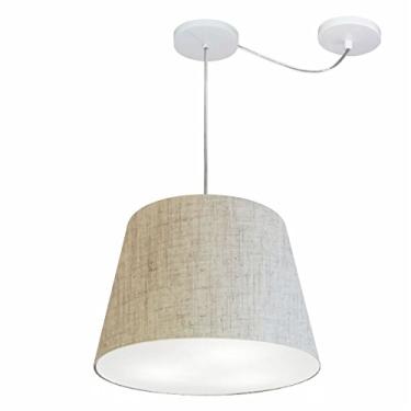 Imagem de Lustre Pendente com Desvio de Centro Cúpula Tecido 30/30x40 cm, Vivare Iluminação, Pendente4280 RST, Rustico Bege, Médio