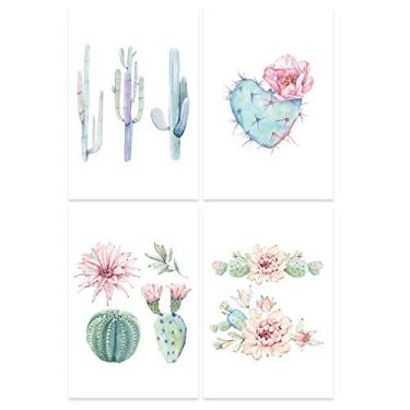 Imagem de Placas Decorativas MDF Cactos Kit 4un 20x30cm