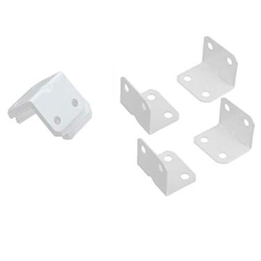 Imagem de BLS suporte de metal em forma de L para janela com suporte de canto para janela e ângulo direito branco 10 peças