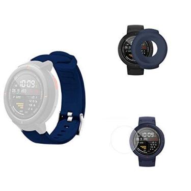 Imagem de Kit Pulseira NSmart compatível com Amazfit Verge (Azul petróleo + case Azul petróleo + película)
