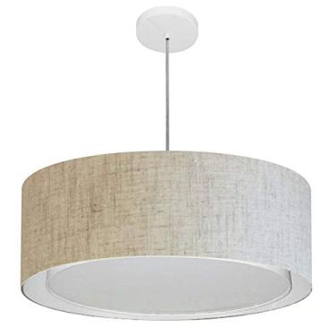 Imagem de Lustre Pendente Cilíndrico Duplo Cúpula Tecido 25/60x50 cm, Vivare Iluminação, Pendente4297 RST, Rustico Bege, Grande