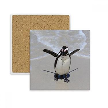 Imagem de Porta-copos quadrado de criatura do pinguim da Antártica do oceano com natureza ciência