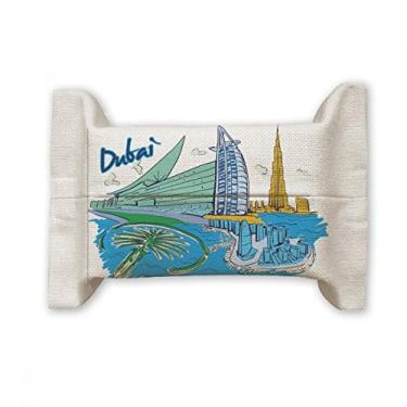 Imagem de Emirados Árabes Unidos Dubai Aquarela Capa de papel para lenços faciais Bolsa de linho de algodão
