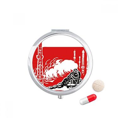 Imagem de China Train Tower Estojo de comprimidos vermelho a vapor Caixa de armazenamento de remédios Dispensador de recipiente